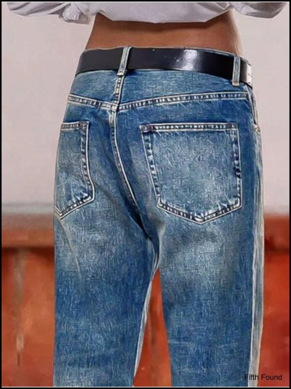 Vintage Wash Raw Hem Mid Waist Straight Leg Crop Jeans